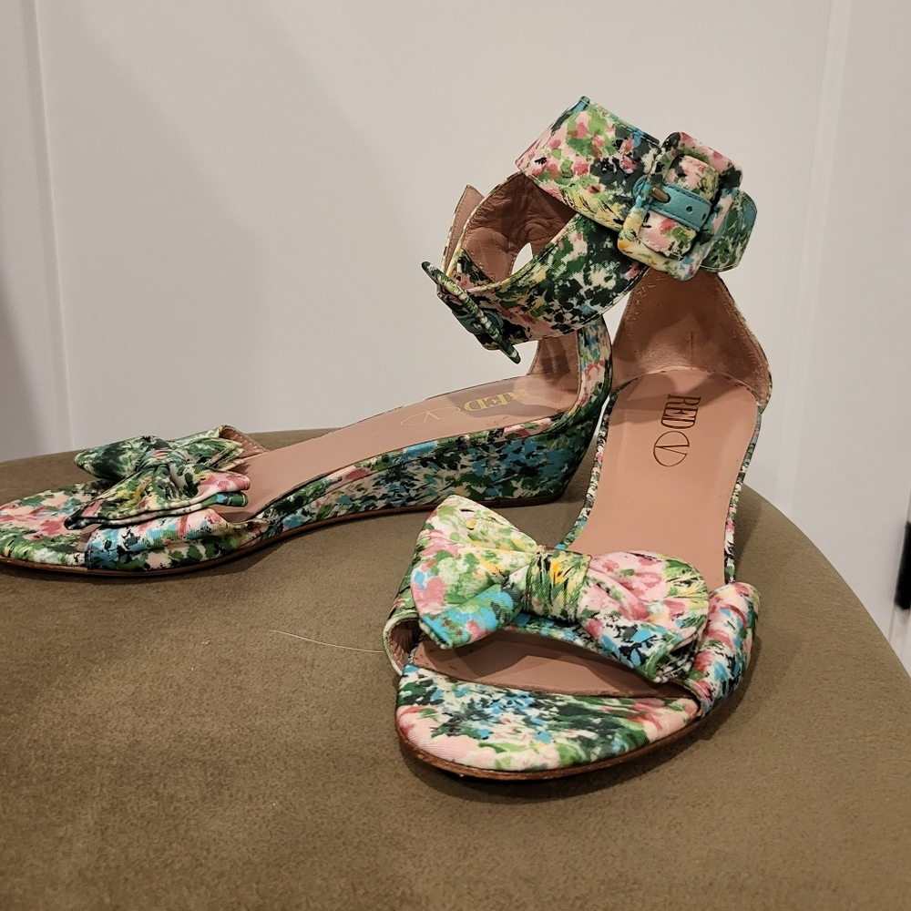 RED Valentino Floral Wedges With Bow - Size 36